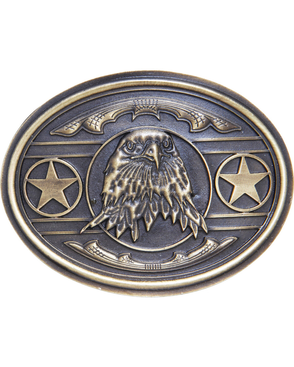 Image #1 - AndWest Men's Patriotic Bald Eagle with Stars Belt Buckle, Brass, hi-res