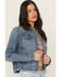 Image #2 - Shyanne Women's Ellis Americana Cropped Trucker Jacket, Medium Wash, hi-res