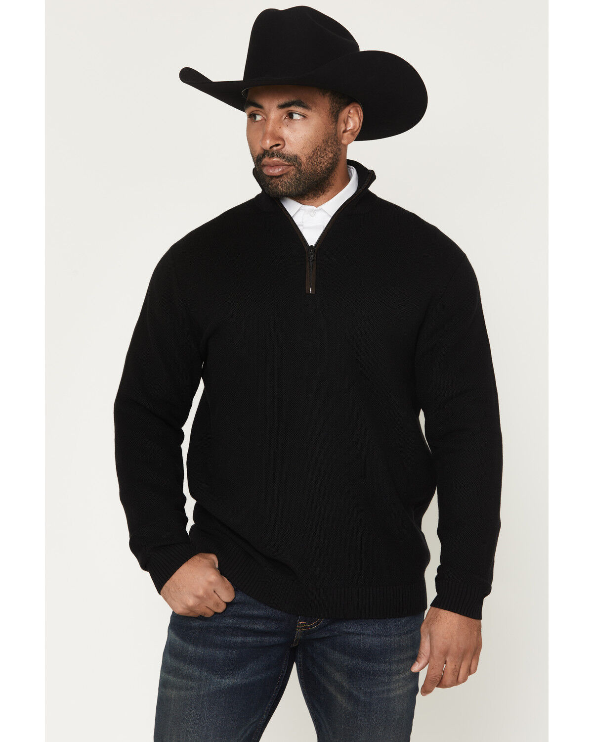 Image #1 - Cody James Black 1978® Men's Parker Solid 1/4 Zip Pullover Sweater, Black, hi-res