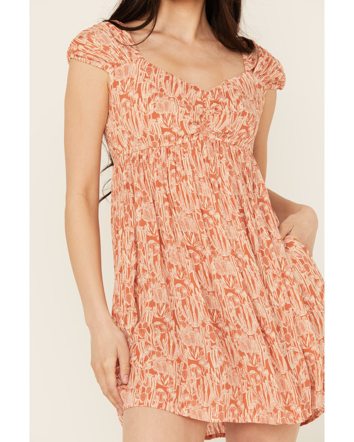 Image #3 - Rock & Roll Denim Women's Cactus Print Mini Dress, Rust Copper, hi-res