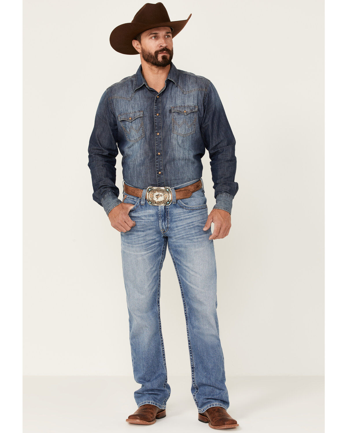 Image #1 - Ariat Men's M4 Dallas Goldfield Light Wash Relaxed Bootcut Jeans, , hi-res