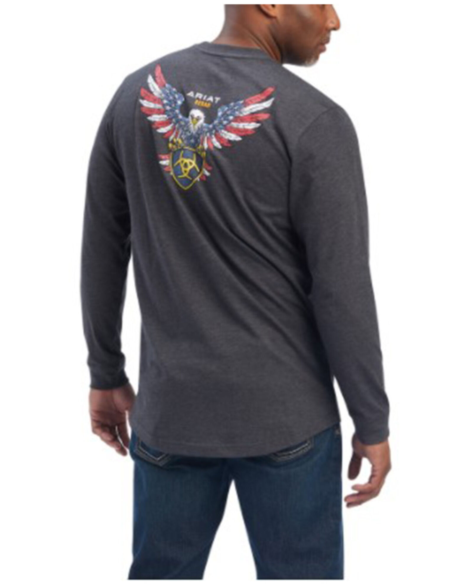 Ariat Men's Rebar Cotton Strong American Raptor Long Sleeve Graphic Work T-Shirt