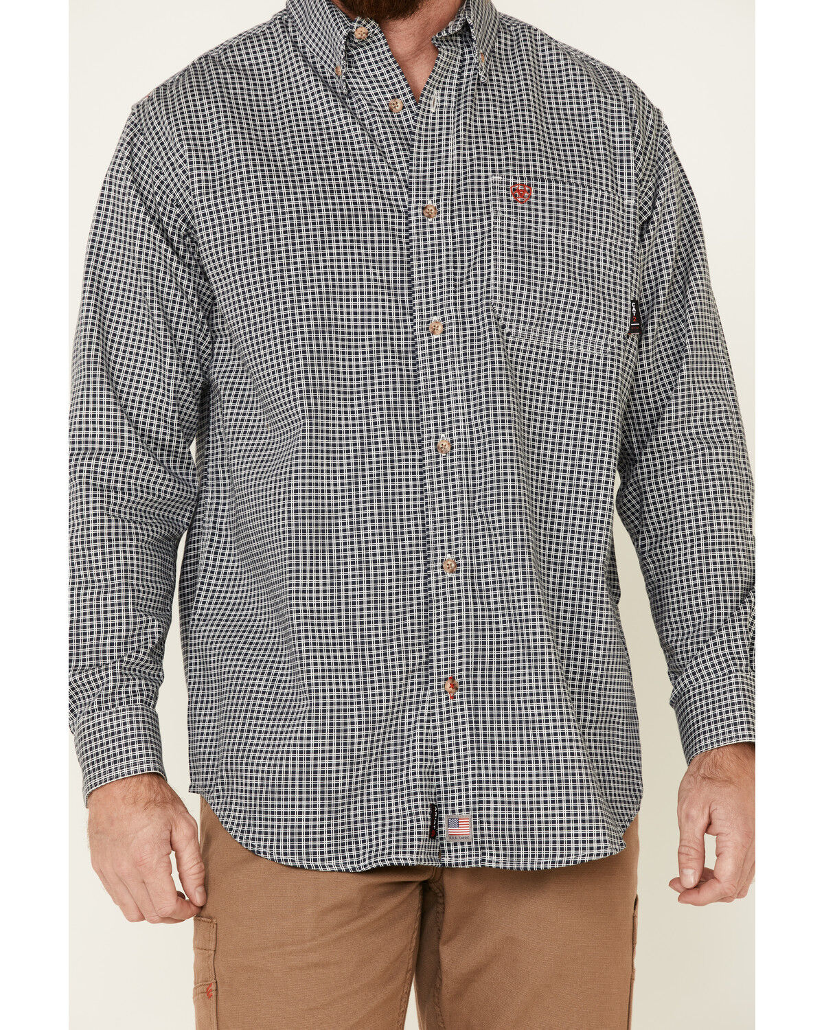 Ariat Men's FR Plaid Print Long Sleeves Button-Down Work Shirt