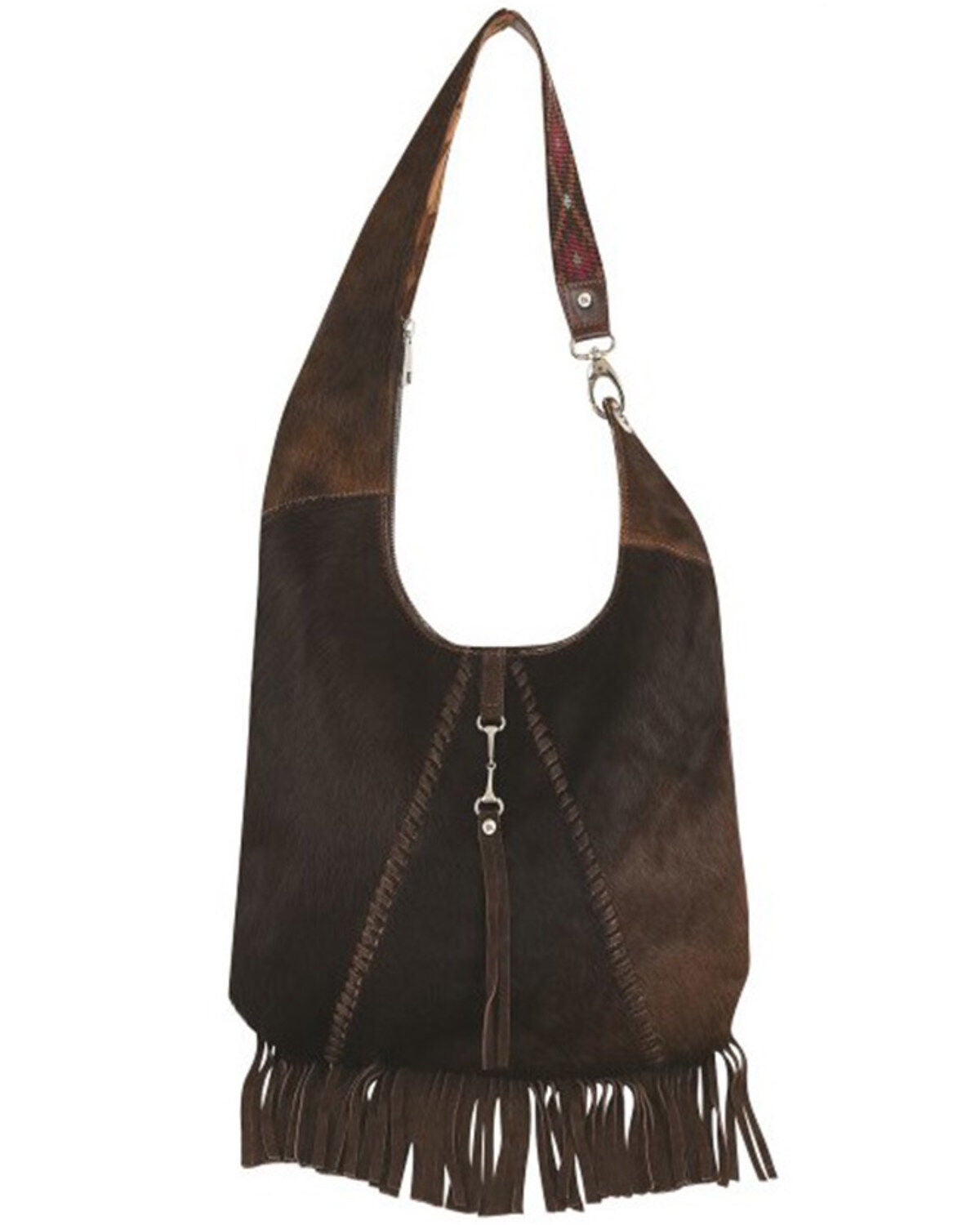 Red Dirt Hat Women's Fringe Hobo Bag, Dark Brown, hi-res