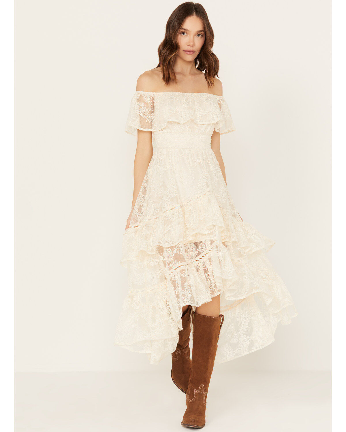 Image #1 - Shyanne Women's Off-Shoulder Tiered Lace Dress, , hi-res