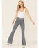 Show Me Your Mumu Women's Berkeley Striped Flare Leg Jeans, Grey, hi-res
