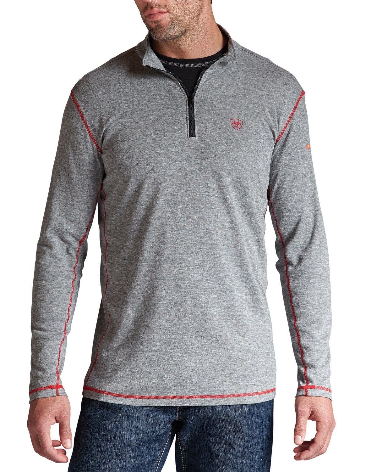 Ariat Men's FR Polartec 1/4 Zip Baselayer Pullover - Big and Tall, Hthr Grey, hi-res