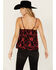 Image #4 - Wild Moss Women's Floral Print Jacquard Lace Cami, Red, hi-res