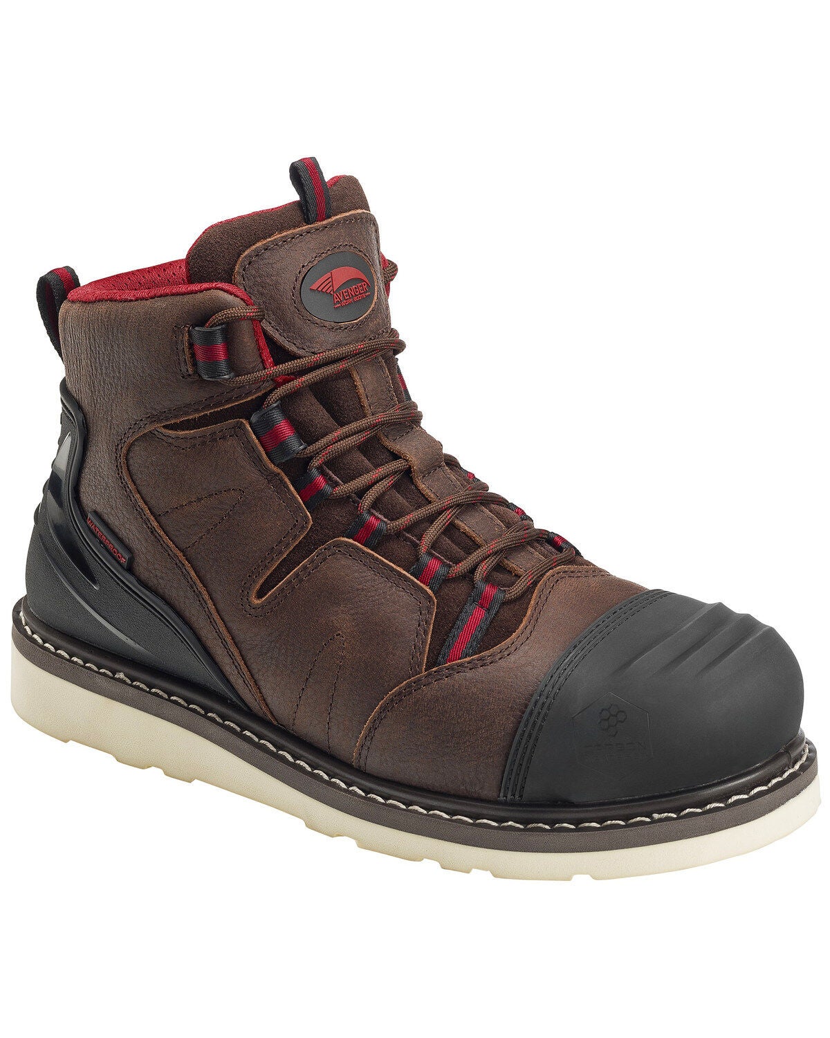 Avenger Men's 6" Waterproof Work Boots - Composite Toe, Brown, hi-res