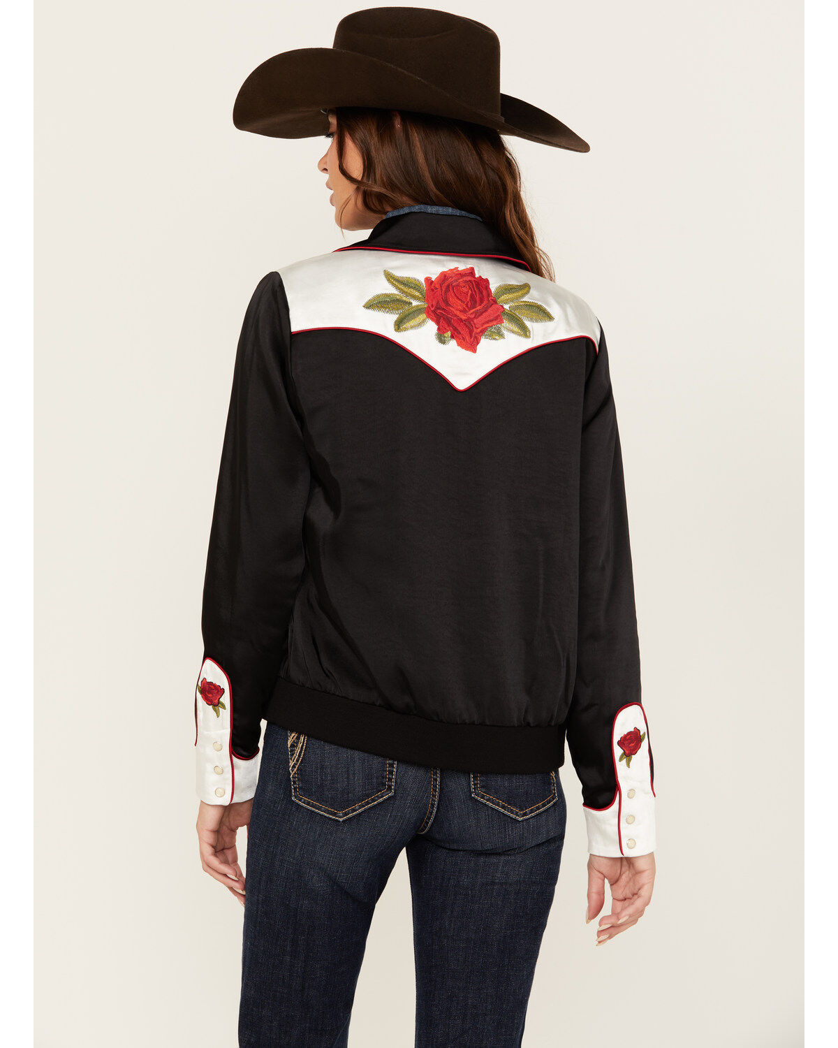 Image #4 - Ariat X Rodeo Quincy Women's Floral Bomber Jacket, Black, hi-res