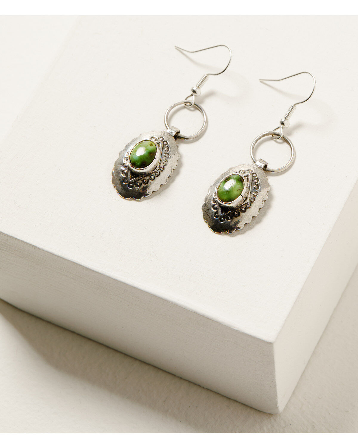 Image #3 - Broken Arrow Jewelry Women's Oval Concho Earrings, Silver, hi-res