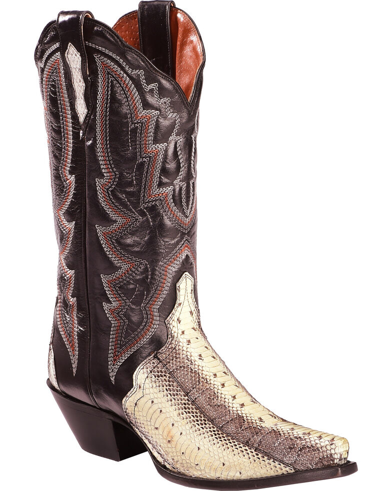 Dan Post Women's Natural Water Snake Triad Cowgirl Boots - Snip Toe , Natural, hi-res