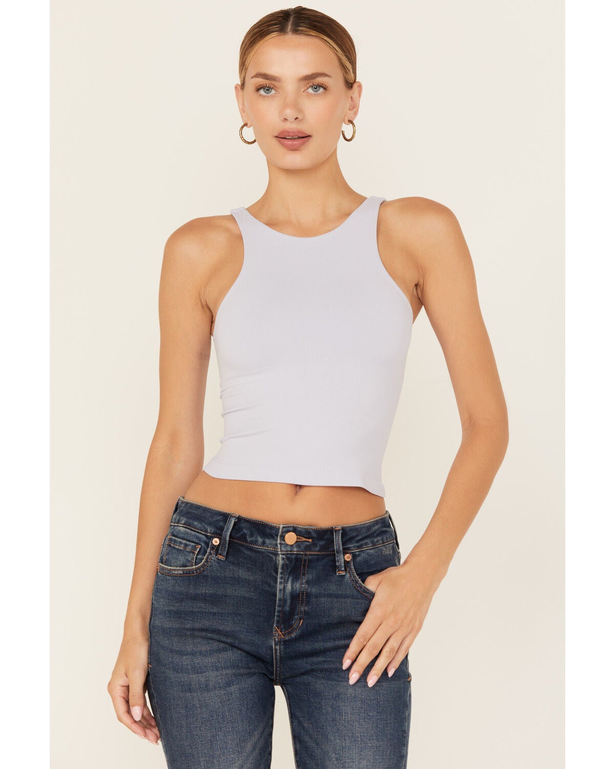 Free People Women's Clean Lines Sleeveless Cami, Blue, hi-res