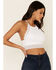Fornia Women's Caged Back High Neck Crochet Bralette Tank Top, White, hi-res