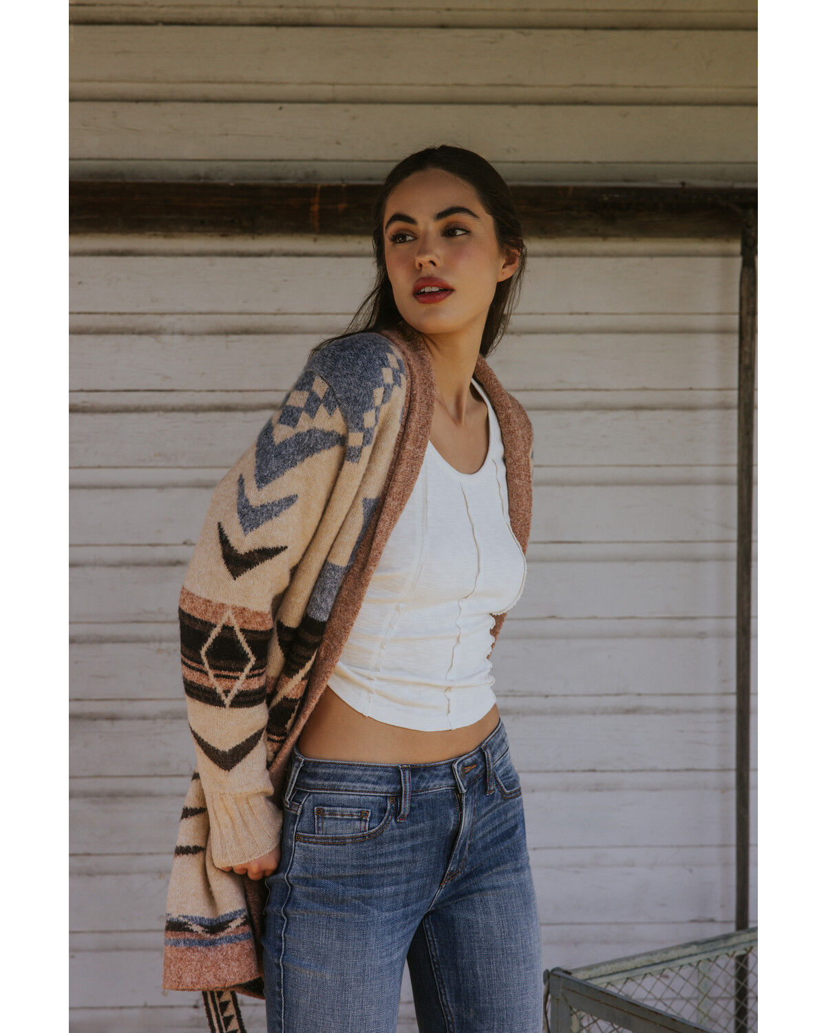 Idyllwind Women's Kimbark Southwestern Print Cardigan, Fired Brick, hi-res