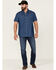 North River Men's Short Sleeve Button Down Western Shirt , Dark Blue, hi-res