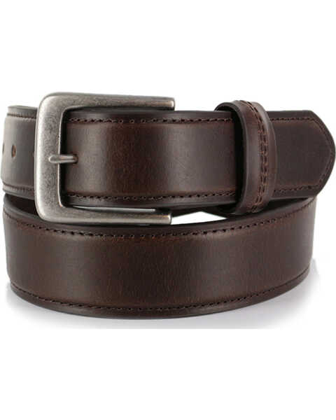 American Worker Men's Brown Leather Belt, Brown, hi-res