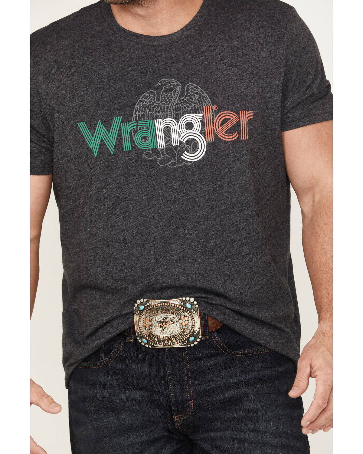 Image #3 - Wrangler Men's Mexico Logo Short Sleeve Graphic T-Shirt, Charcoal, hi-res