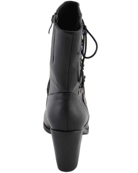 Image #7 - Milwaukee Leather Women's Laced Side Riding Boots - Round Toe, Black, hi-res