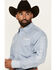 Image #2 - Wrangler Men's Geo Print Logo Long Sleeve Snap Western Shirt - Tall, Blue, hi-res
