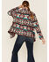 Cripple Creek Women's Burgundy Navajo Print Open Front Wrap Jacket , Burgundy, hi-res