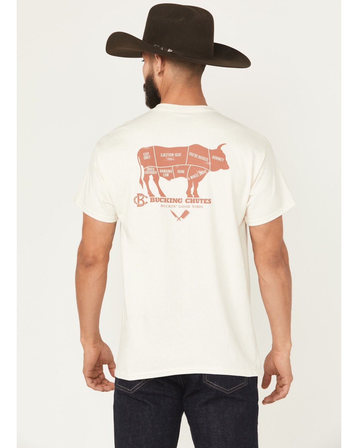 Bucking Chutes Men's Prime Cuts Short Sleeve Graphic T-Shirt, Natural, hi-res