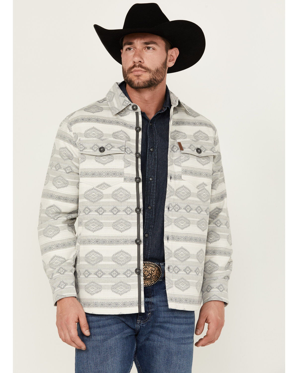 Image #1 - Cinch Men's Southwestern Jacquard Print Shirt Jacket, , hi-res