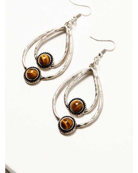 Image #2 - Shyanne Women's Americana Teardrop Earrings , Silver, hi-res