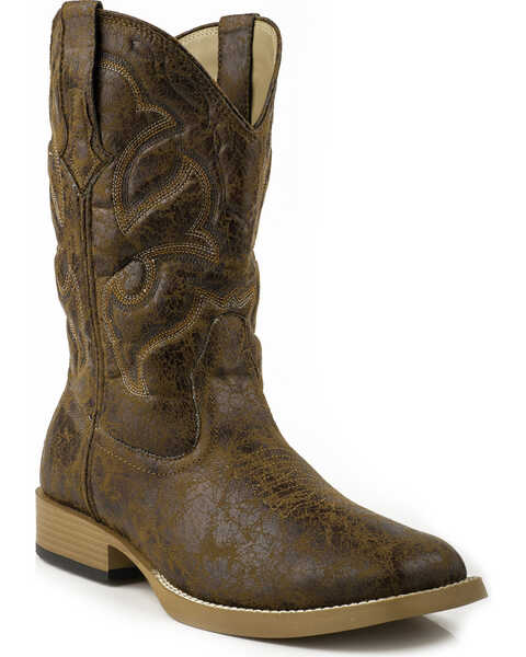 Roper Men's Distressed Broad Square Toe Western Boots,
