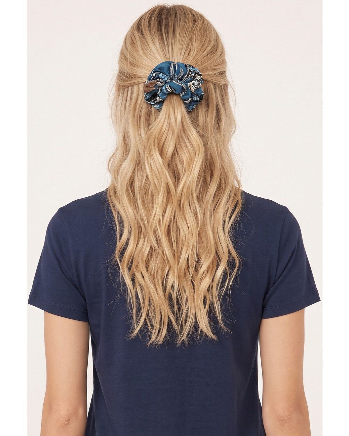 Image #2 - Shyanne Women's Calla Accessory Print Hair Scrunchie Pack - 2 Piece, Blue, hi-res