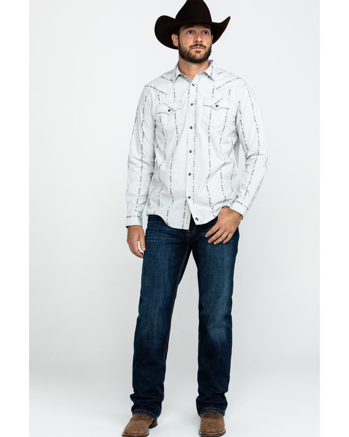 Image #6 - Moonshine Spirit&reg; Men's Tiki Torch Striped Dobby Print Long Sleeve Western Shirt, , hi-res