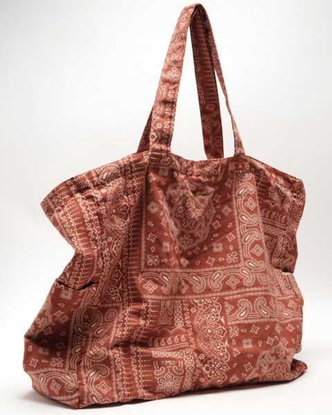 Free People Women's Organic Vegetable Dyed Printed Tote Bag, Red, hi-res