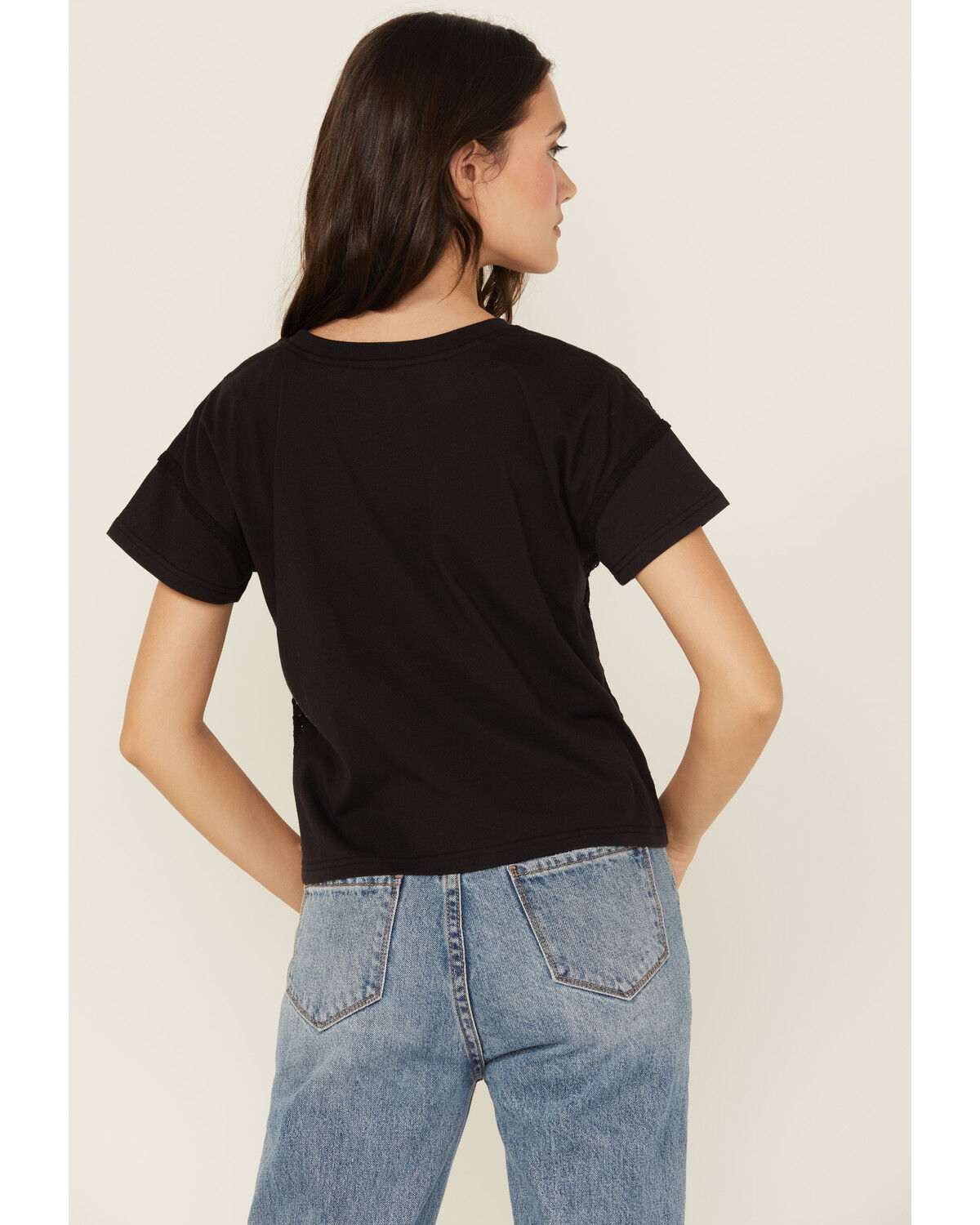 Image #4 - Shyanne Women's Last Night Lace Short Sleeve Cropped Graphic Tee, Black, hi-res