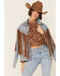 Lush Women's Brown Floral High Neck Long Sleeve Blouse , Brown, hi-res
