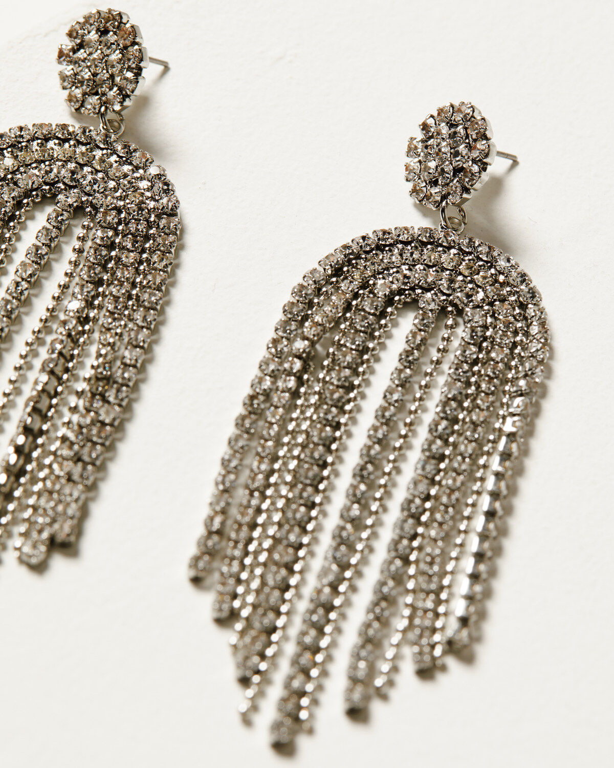 Image #2 - Shyanne Women's Bridal Beaded Fringe Earrings, Silver, hi-res