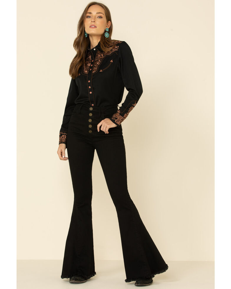 spion Hong Kong Montgomery Scully Women's Floral Embroidered Long Sleeve Western Shirt | Boot Barn