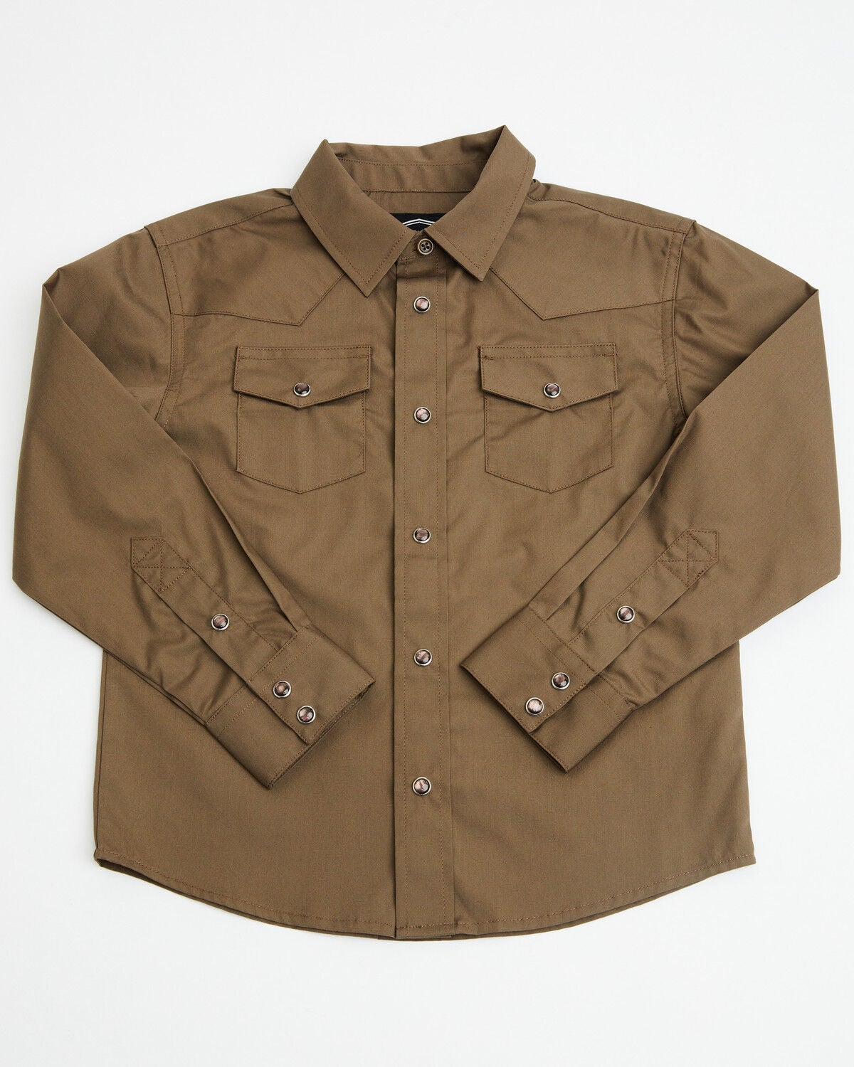 Gibson Trading Co Toddler Boys' Basic Solid Long Sleeve Pearl Snap Western Shirt, Chocolate, hi-res