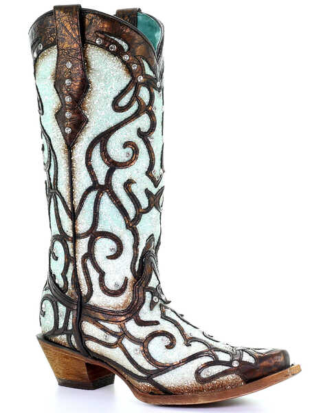 Image #1 - Corral Women's Glitter Western Boots - Snip Toe, Brown, hi-res