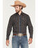 Image #1 - Ely Walker Men's Plaid Print Long Sleeve Sap Western Shirt, Black, hi-res
