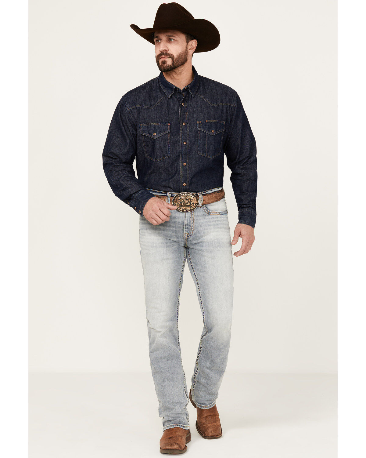 RANK 45&reg; Men's Ringo Wash Ambush Slim Straight Performance Stretch Denim Jeans, Blue, hi-res