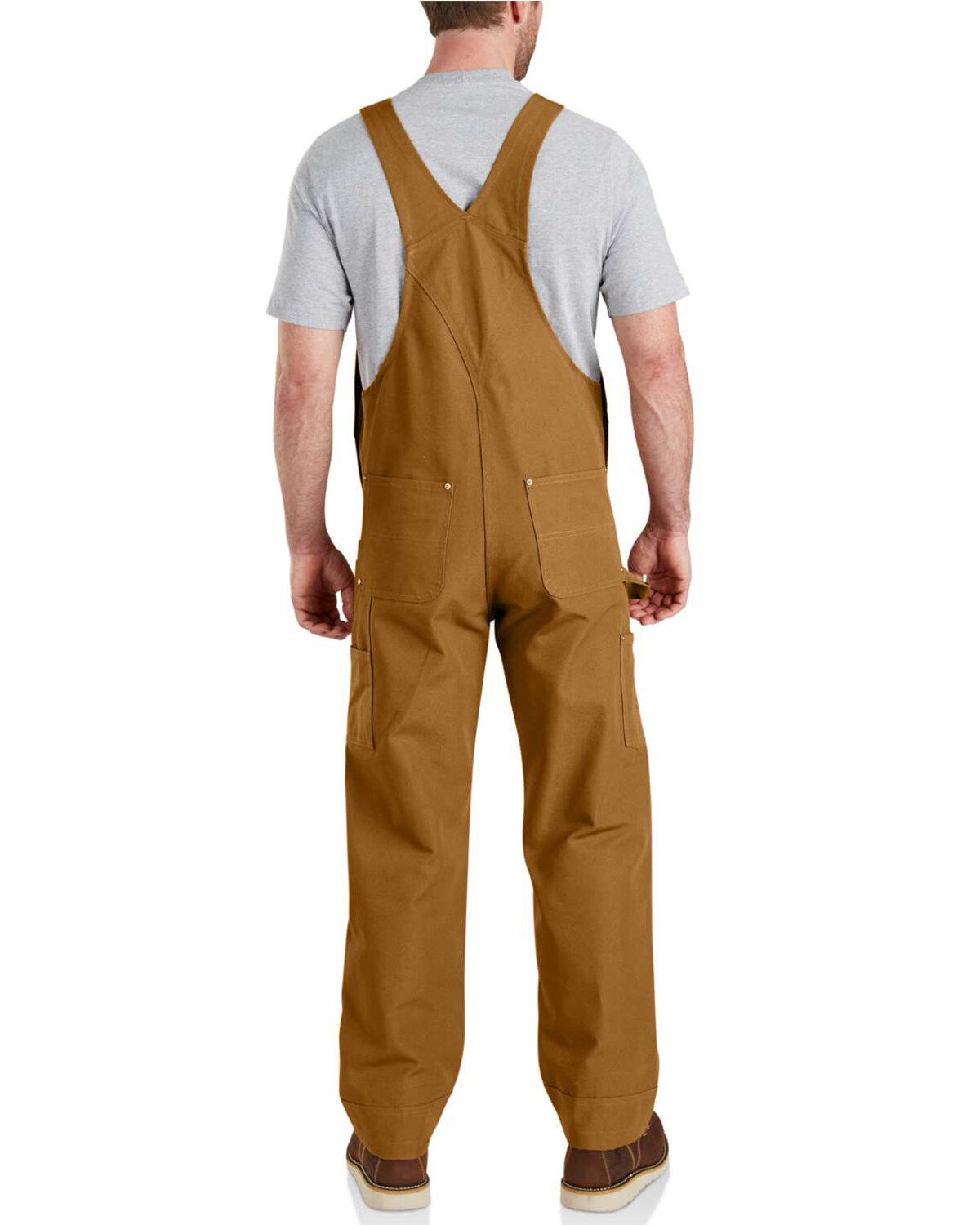 Image #2 - Carhartt Men's Duck Bib Work Overalls, Brown, hi-res