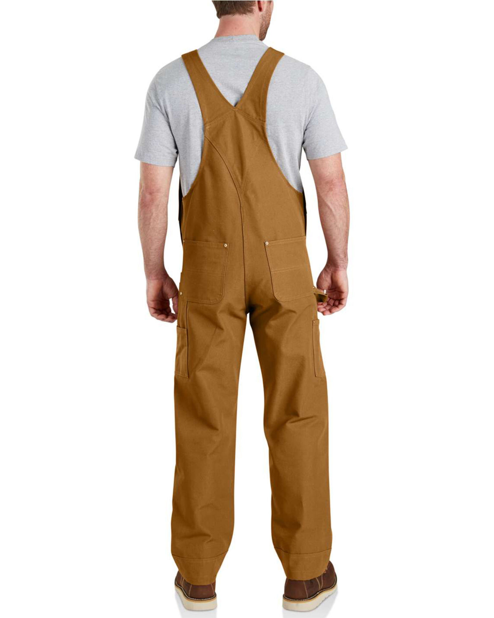 Image #2 - Carhartt Men's Duck Bib Work Overalls, Brown, hi-res