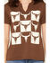 Image #3 - Blended Women's Checkerboard Steer Head Short Sleeve Graphic Tee, Brown, hi-res