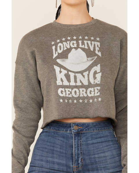 Image #2 - Ruby's Rubbish Women's Heather Gray Long Live King George Graphic Sweatshirt, Charcoal, hi-res