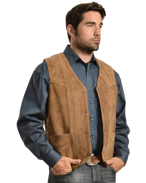 Image #1 - Liberty Wear Men's Suede Western Vest, Brown, hi-res