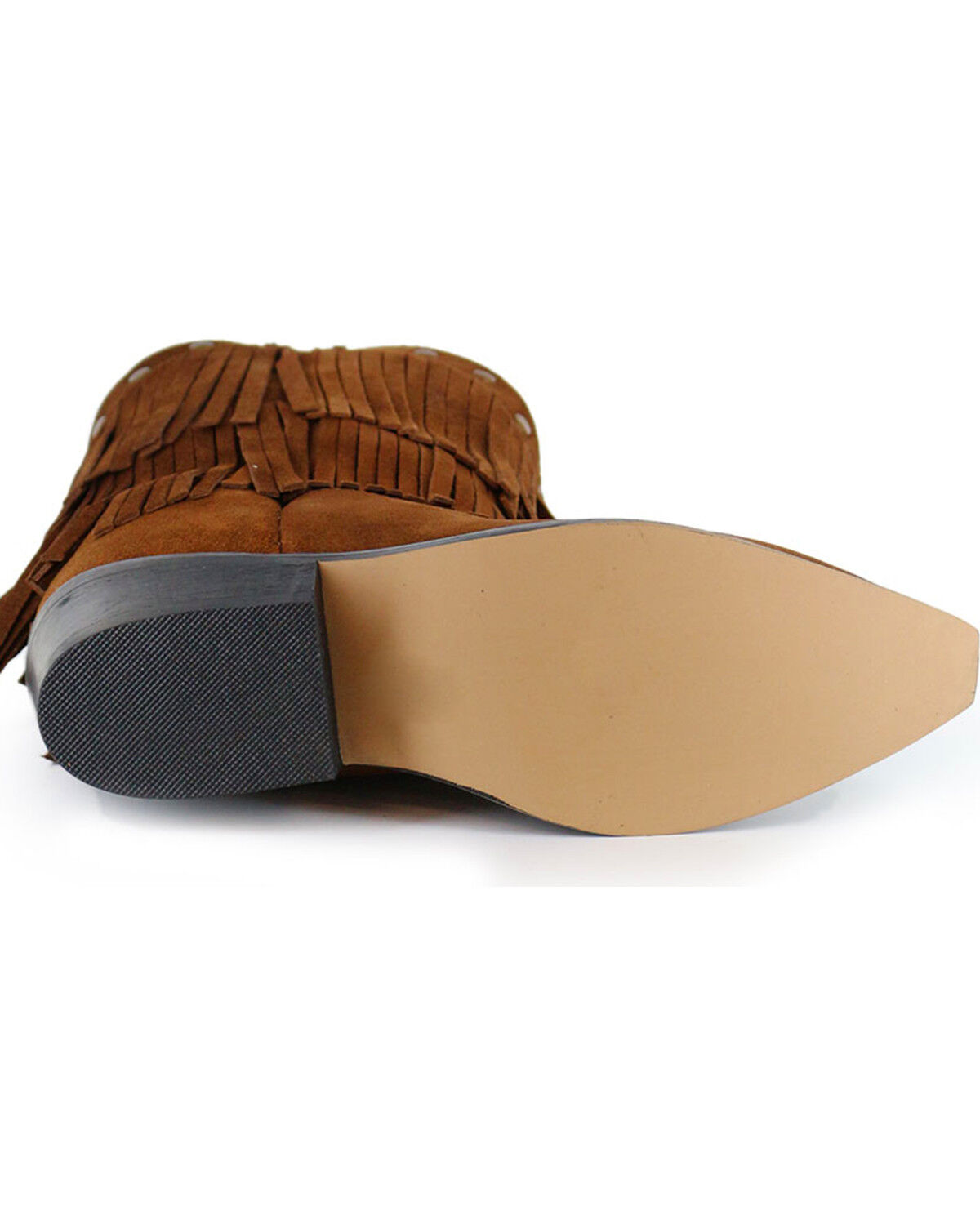 Image #5 - Shyanne® Girls' Fringe Snip Toe Western Boots, Brown, hi-res