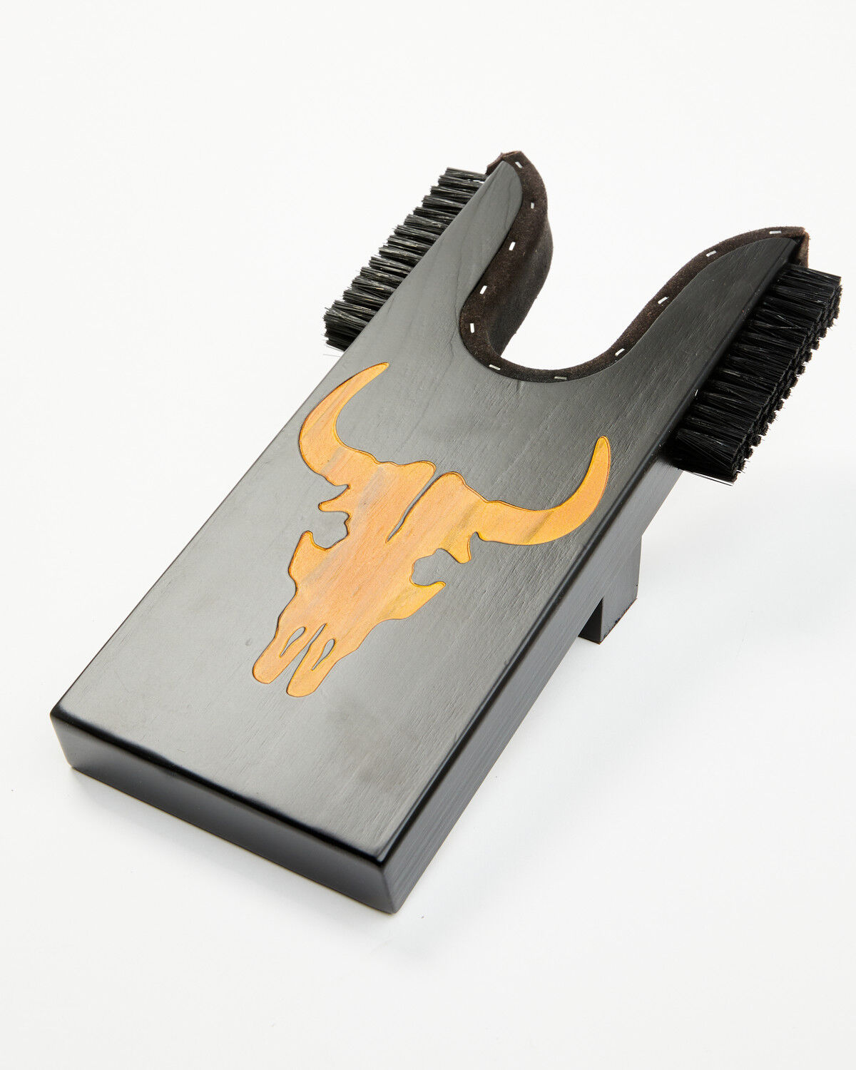 Boot Barn Long Horn Wood Boot Jack with Scrubber, Dark Brown, hi-res