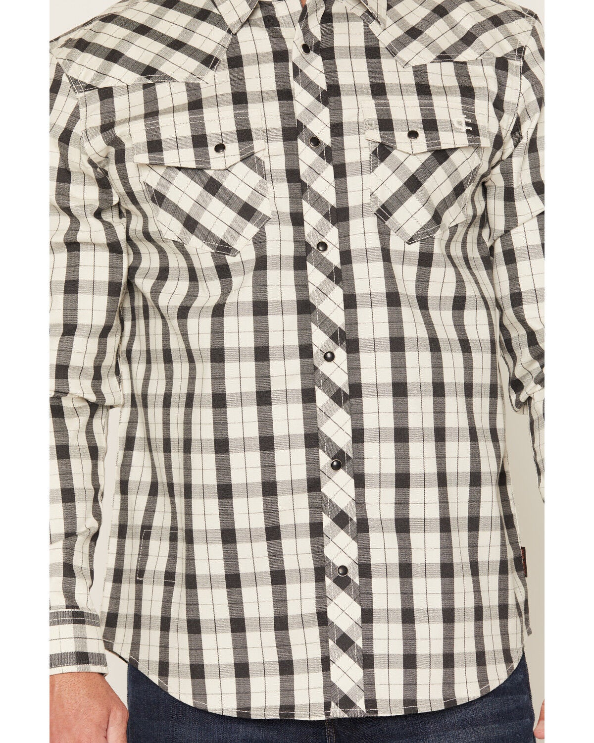 Image #3 - Cody James Men's FR Dalton Plaid Print Snap Stretch Work Shirt, Cream, hi-res