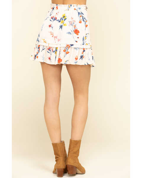 Image #2 - Miss Me Women's Cream Floral Tiered Ruffle Mini Skirt , , hi-res