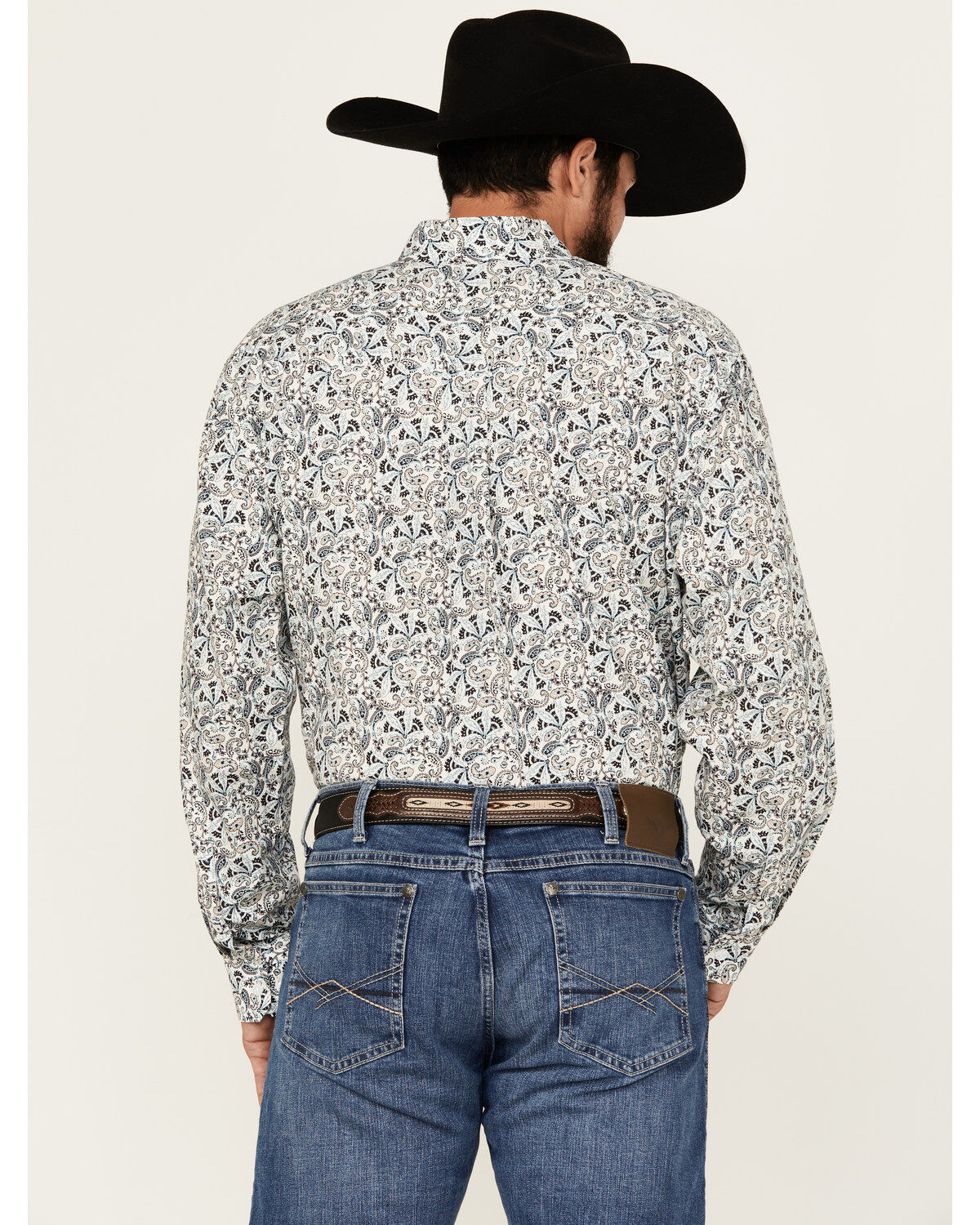 Image #4 - Cinch Men's Paisley Print Long Sleeve Button-Down Western Shirt, White, hi-res